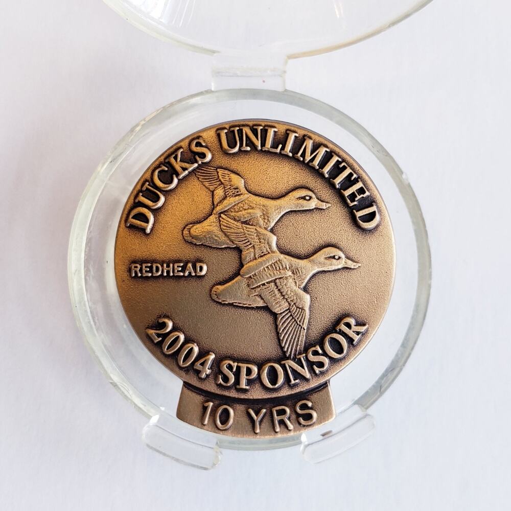 Ducks Unlimited Sponsor Pin Bronze 10 Years 2004 Redhead Duck‎ Angus Shortt